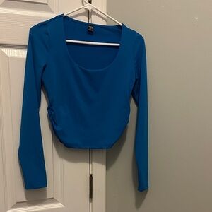 SHEIN Vibrant Blue Long Sleeve Crop Top